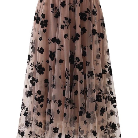 Dresses & Skirts - Floral Black and Caramel Women's Skirt